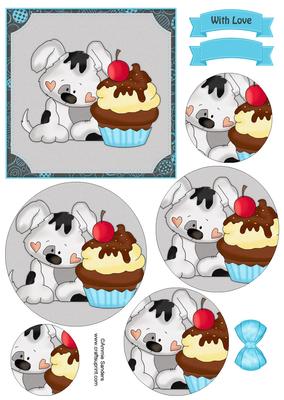 Puppy & Cupcake Circle Pyramid Decoupage