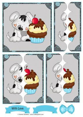 Puppy & Cupcake Scallop Side Stacker