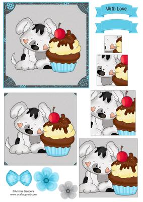 Puppy & Cupcake Pyramid Decoupage
