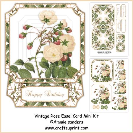 Beautiful Vintage Rose Easel Card Mini Kit