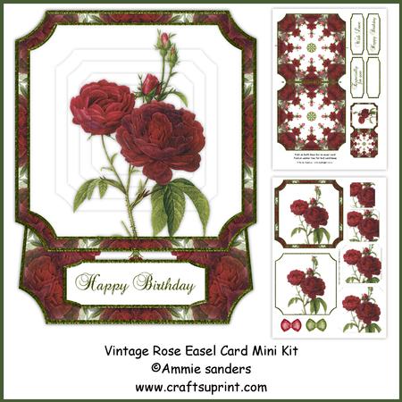Beautiful Vintage Rose Easel Card Mini Kit