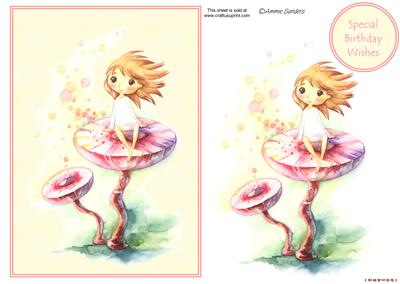 Darling Little Flower Girl Sat on a Mushroom