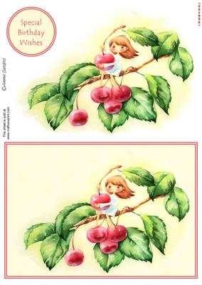 Darling Little Flower Girl Sat in the Cherries