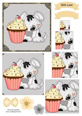 Puppy & Cupcake Pyramid Decoupage