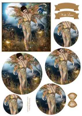 Ethereal Fairy ' Evening ' Circle Pyramid Decoupage