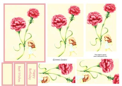Darling Little Flower Girl with Beautiful Red Carnations