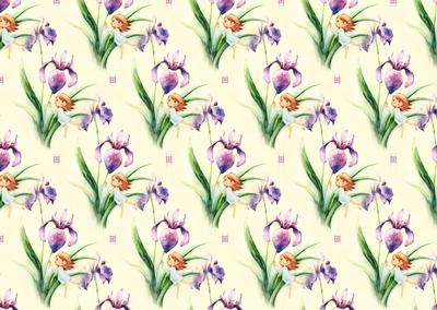 Darling Little Flower Girl with Beautiful Purple Iris Backing Paper