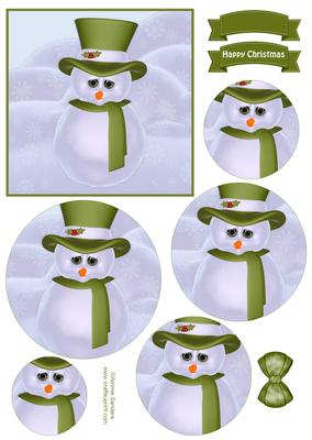Christmas Snowman Circle Pyramid Decoupage