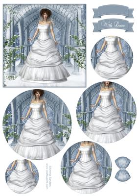 Beautiful Blushing Bride Circle Pyramid Decoupage