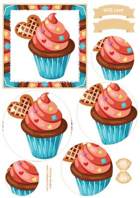 Delightful Cupcake Circle Pyramid Decoupage