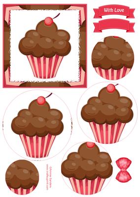 Delightful Cupcake Circle Pyramid Decoupage
