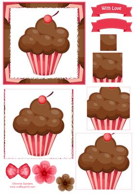 Delightful Cupcake Pyramid Decoupage