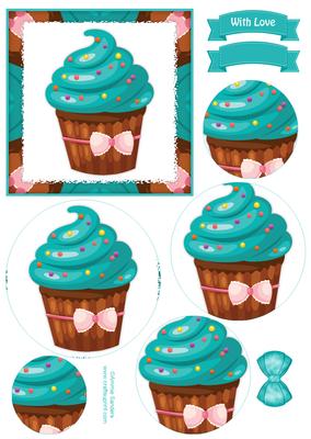 Delightful Cupcake Circle Pyramid Decoupage