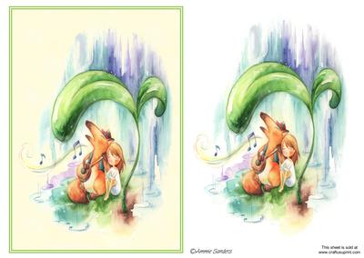 Darling Little Flower Girl Listening to the Singing Fox
