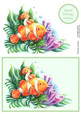 Darling Little Flower Girl Playing with the Fishes