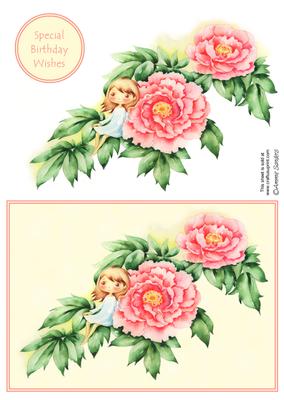 Darling Little Flower Girl Relaxing on Beautiful Pink Flowers