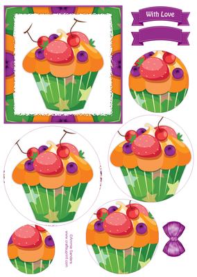 Delightful Cupcake Circle Pyramid Decoupage