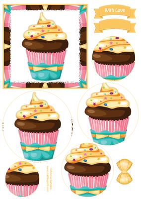 Delightful Cupcake Circle Pyramid Decoupage