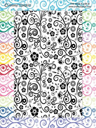 Bright Shades Floral Swirls A4 Backing Papers Set 1