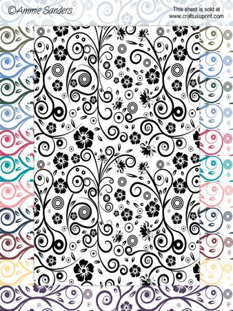 Rich Shades Floral Swirls A4 Backing Papers Set 1