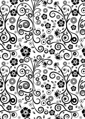 Black & White Floral Swirls A4 Backing Paper