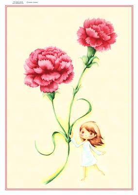 Darling Little Flower Girl with Beautiful Red Carnations