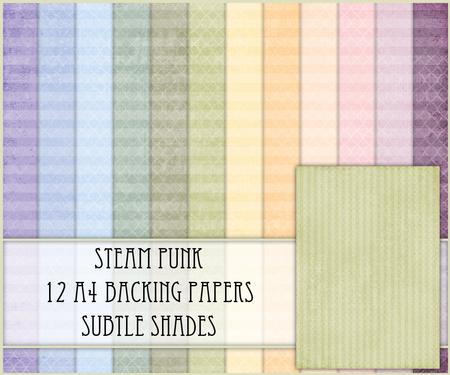 Steam Punk 12 A4 Backing Papers - Subtle Shades