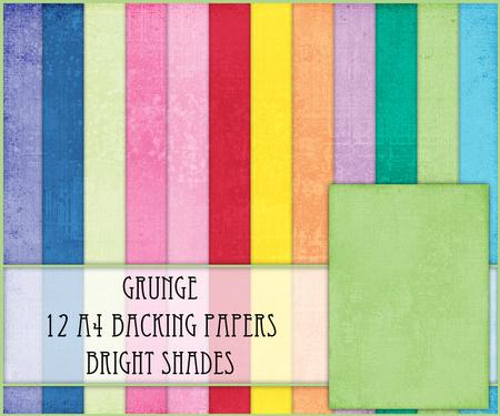 Grunge 12 A4 Backing Papers - Bright Shades