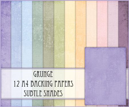 Grunge 12 A4 Backing Papers - Subtle Shades