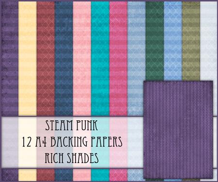 Steam Punk 12 A4 Backing Papers - Rich Shades