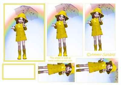 Cute Little Girl Playing in the Rain