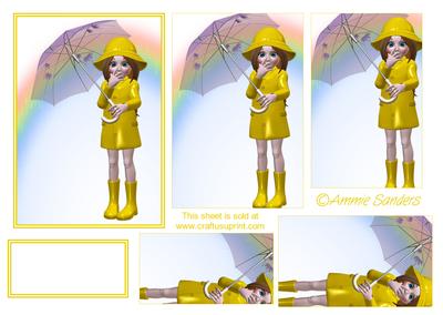 Cute Little Girl Playing in the Rain