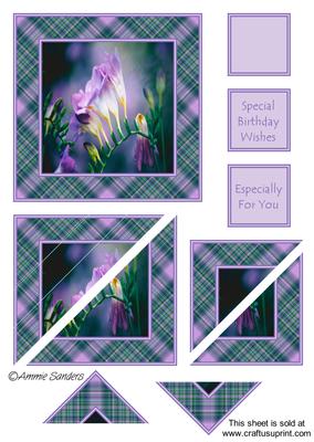 Gorgeous Purple Flower Corner Stacker & Text Plates