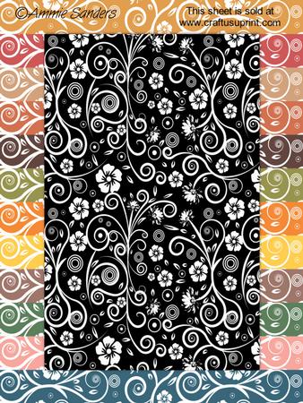 Earthy Shades Floral Swirls A4 Backing Papers Set 2