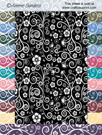 Rich Shades Floral Swirls A4 Backing Papers Set 2