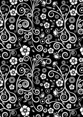 Black & White Floral Swirls A4 Backing Paper Set 2