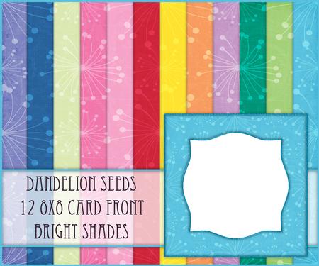 Dandelion Seeds 12 8x8 Blank Card Fronts - Bright Shades