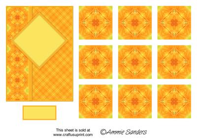 Orange & Yellow Card Front & Matching Teabag Tiles
