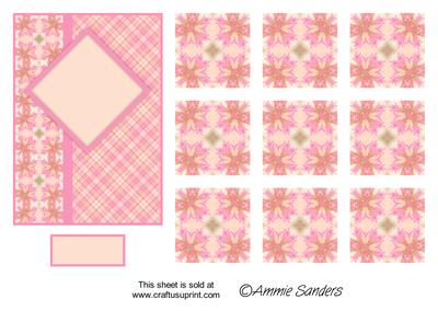 Pretty Pink & Peach Card Front & Matching Teabag Tiles