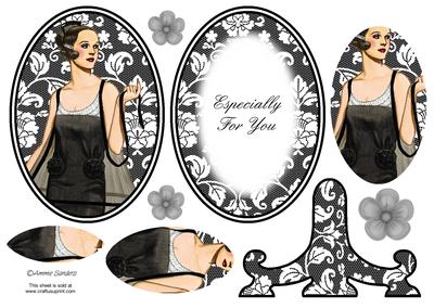 Vintage Beauty Cameo Wearing White & Black Plate Card Kit
