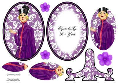 Vintage Beauty Cameo Wearing Purple Plate Card Kit