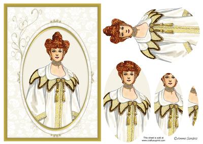 Vintage Beauty Wearing Cream & Gold Card Front