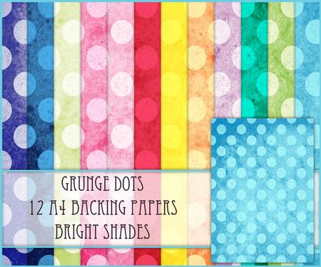 Grunge Dots 12 A4 Backing Papers - Bright Shades