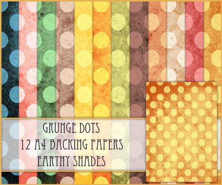 Grunge Dots 12 A4 Backing Papers - Earthy Shades