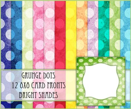 Grunge Dots 12 8x8 Blank Card Fronts - Brights Shades