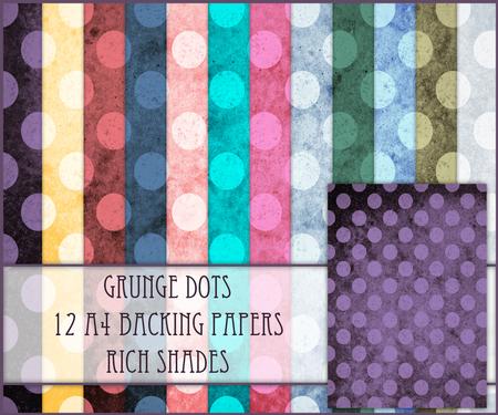 Grunge Dots 12 A4 Backing Papers - Rich Shades