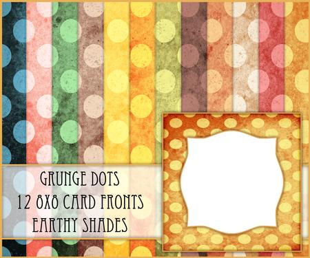 Grunge Dots 12 8x8 Blank Card Fronts - Earthy Shades