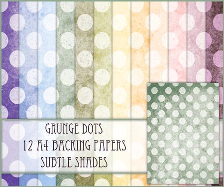 Grunge Dots 12 A4 Backing Papers - Subtle Shades