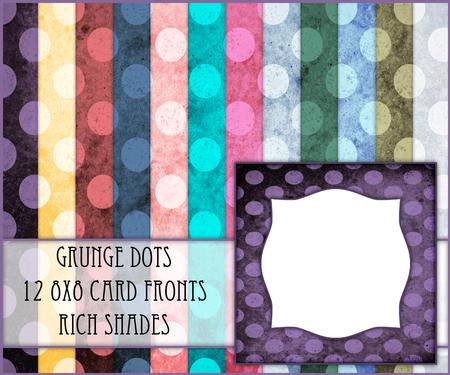 Grunge Dots 12 8x8 Blank Card Fronts - Rich Shades