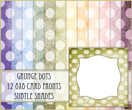 Grunge Dots 12 8x8 Blank Card Fronts - Subtle Shades